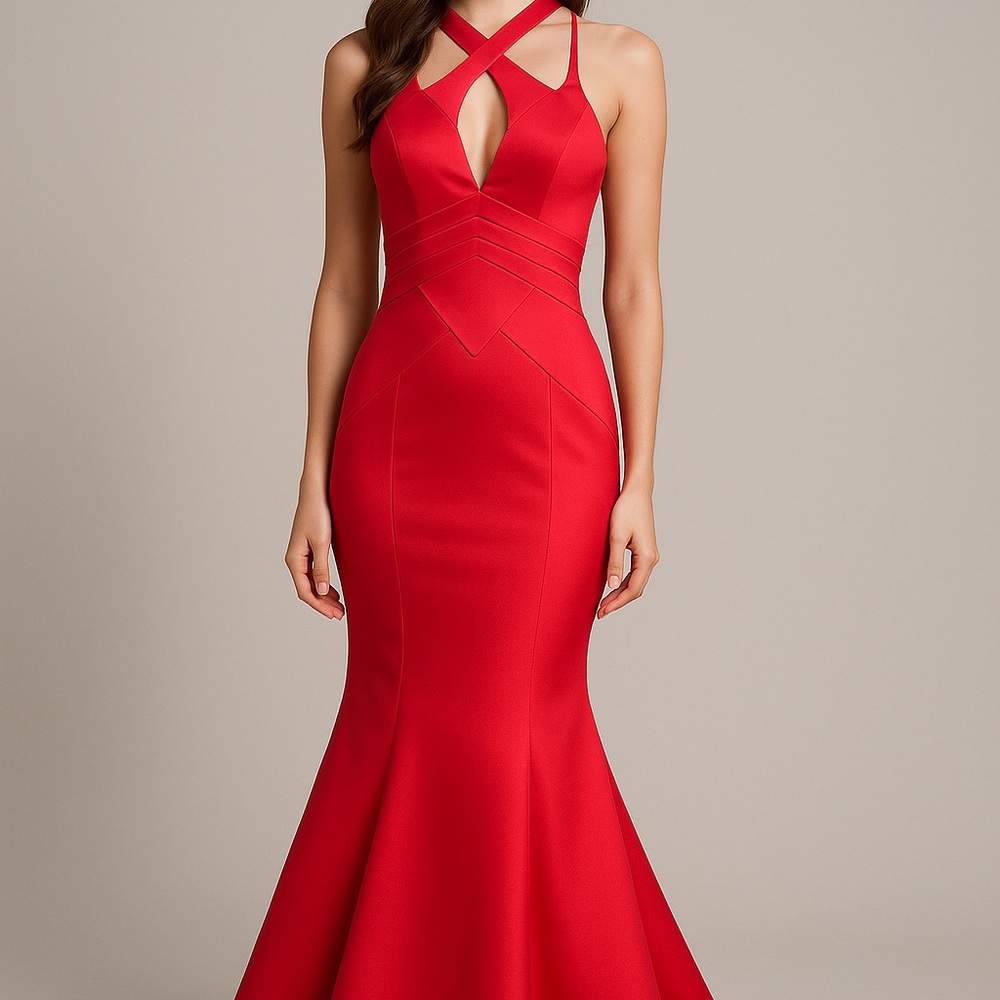 Rachel Allan Striking Red Wedding Dress